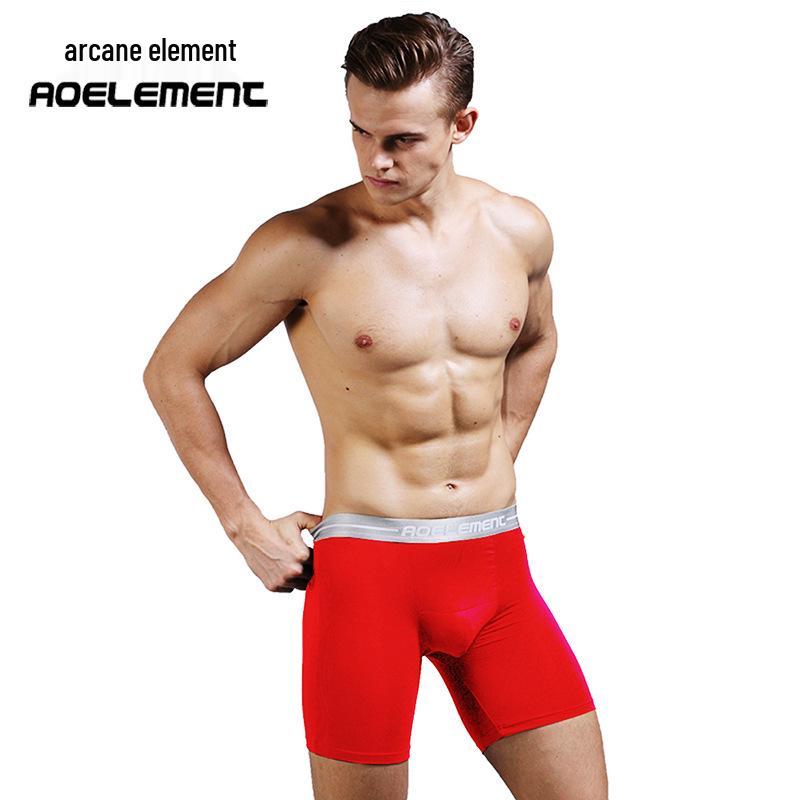 Aokuansu Men's Long Sport Boxer Briefs - Anti-Friction, Plus Size, For Running