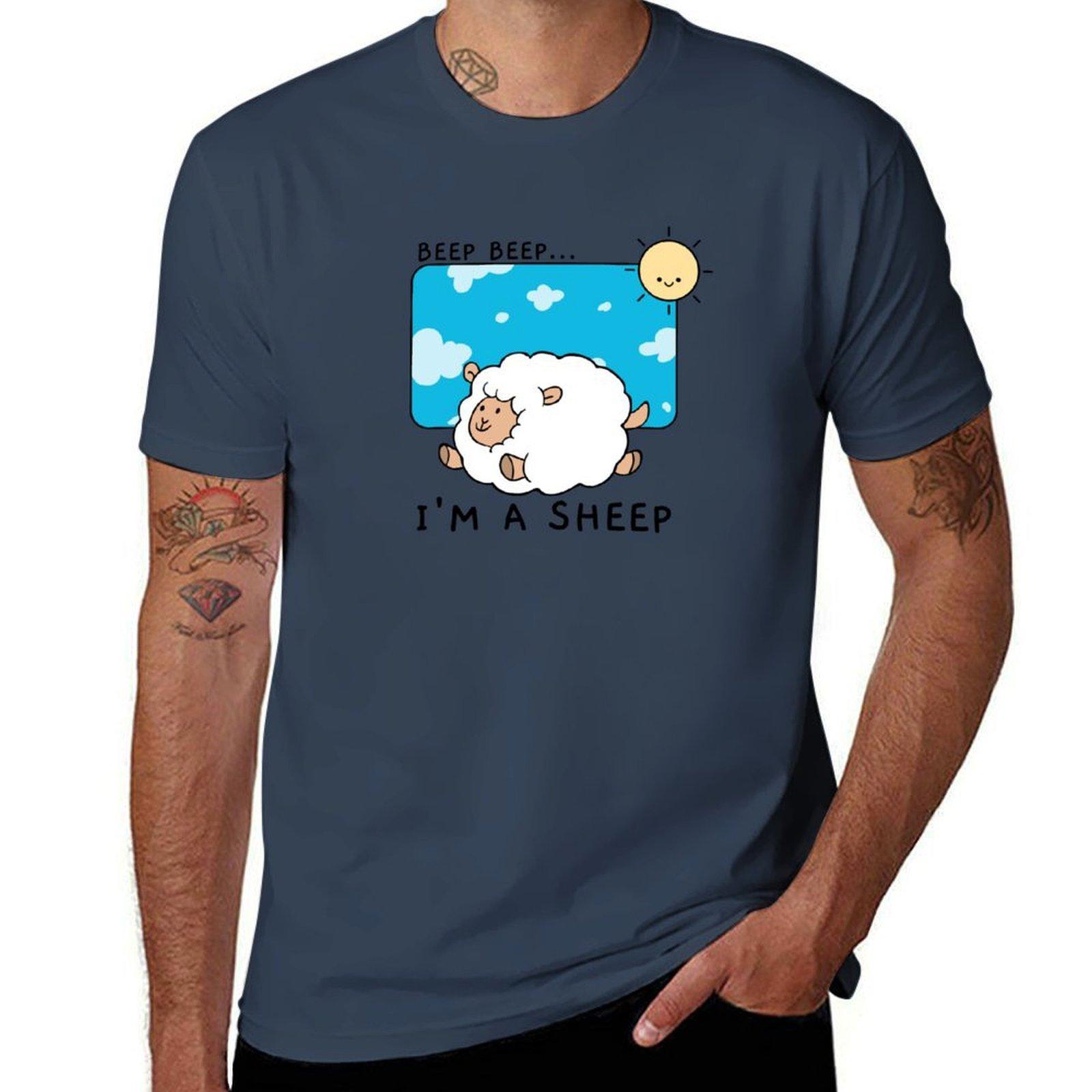 Beep beep I am a sheep Cute Kawaii Sheep TShirt Big and Tall Solid Color TShirt S