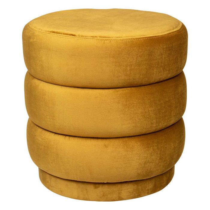 Atmosphera "Sinan" Velvet Pouf - Ochre