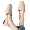 Sheepskin white square head loafers women's summer British small leather shoes low heel single shoes Doudou grandma ladyshoes soft sole