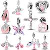 Pink Charms Cute Lovely Beads Butterfly Perfume Girl Original Dangle Charms Fit Bracelet Pendant Making For Woman Jewelry