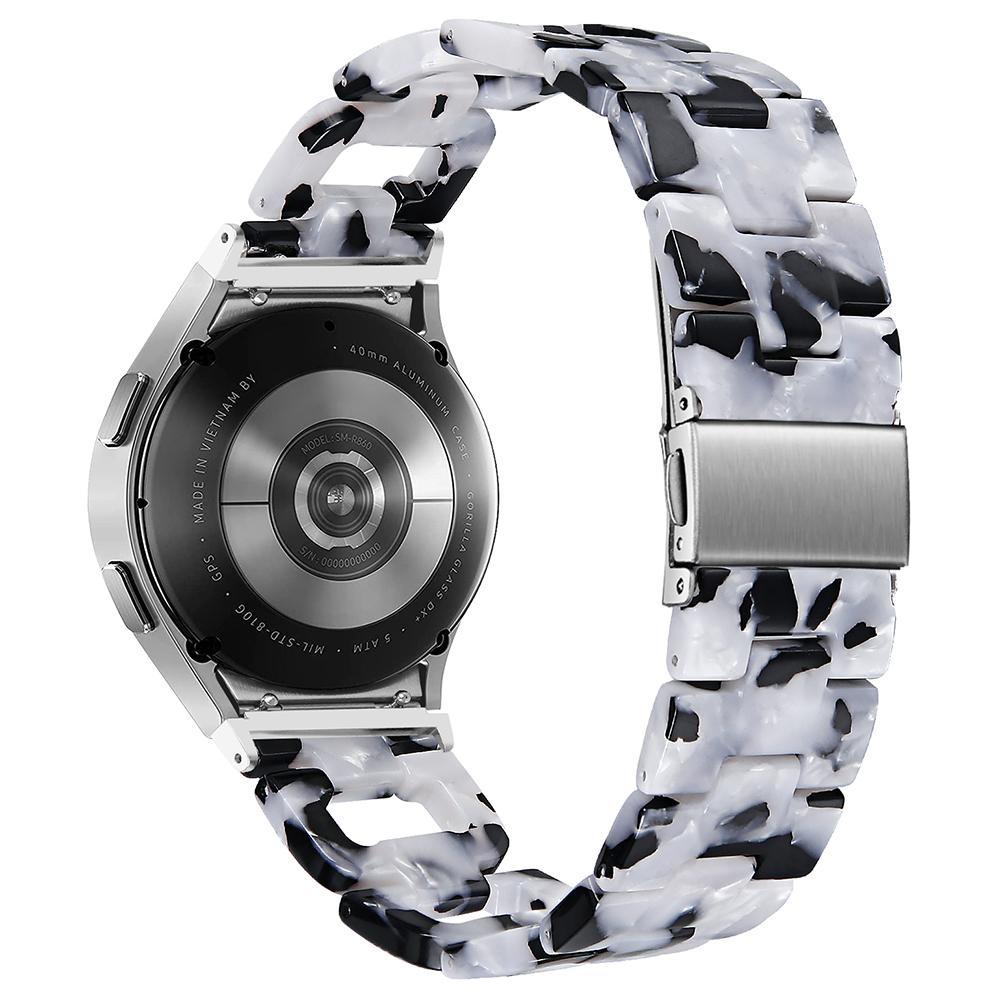 

For Samsung Galaxy Watch4 Active 40mm/Active 44mm/Classic 42mm/Classic 46mm Resin D-Shape Watch Strap Black+White