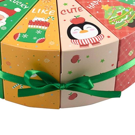 12Pcs/Set Christmas Treat Box Fan Design Cookie Box Combination Cartoon Small Gift Boxes Christmas Candy Boxes for Xmas Party Favors