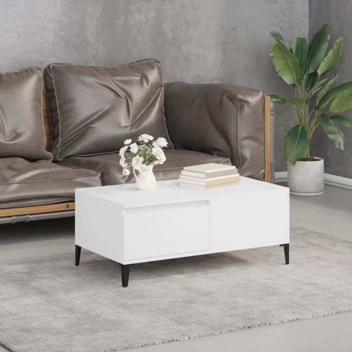 VidaXL Table basse Blanc 90x50x36,5 cm Bois d'ingénierie 821116