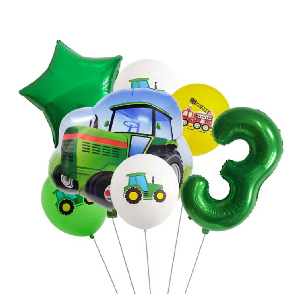 Green Tractor Birthday Decoration Tableware Balloons Cup Plate Truck Vehicle Excavator Kids Boys Party Favors Gift Baby Shower