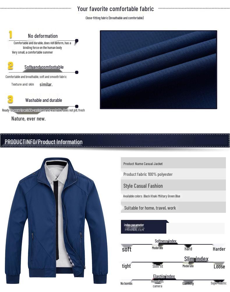 Men's Slim Fit Korean Style Autumn Jacket - Solid Color, Handsome Casual Wear
