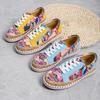 2022 Ethnic Style Plus Size Color Block Women's Casual Low-Top Printed Sporty Shoes