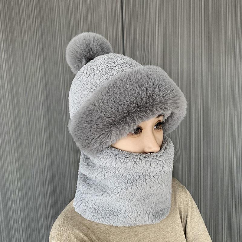 Winter Windproof Neck Protective Warm Thickened Scarf Lovely Ear-Protection Hats Double Layer Ear Protection Riding Cold Hat