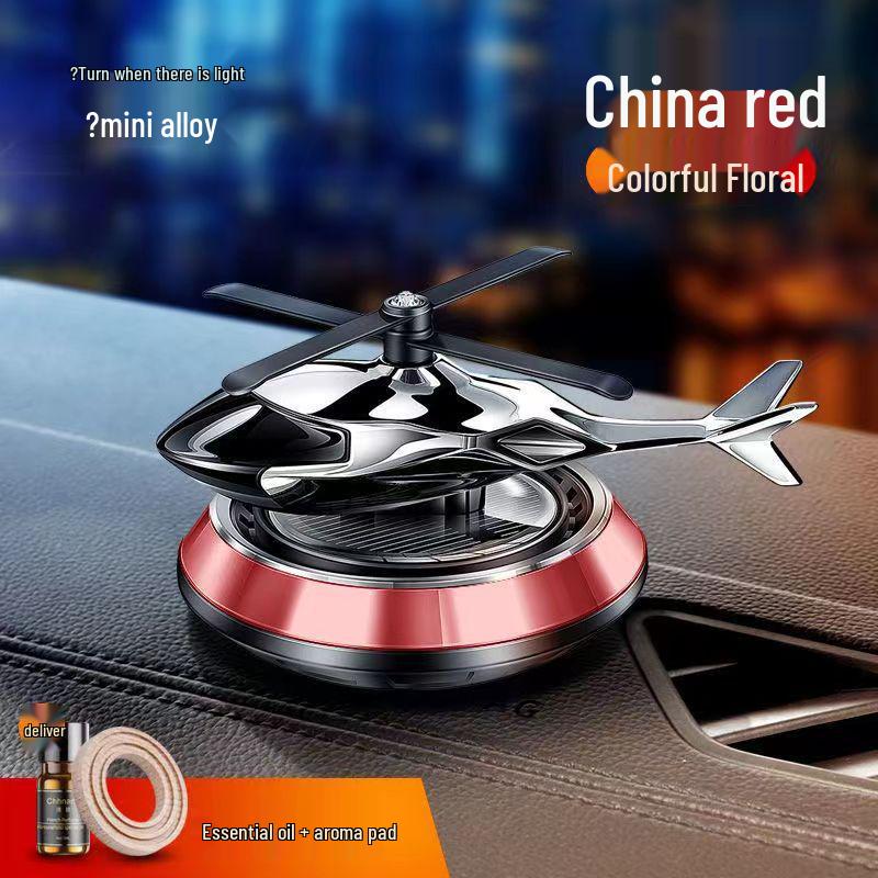 Solar-Powered Rotating Helicopter Car Air Freshener with Light Sensor