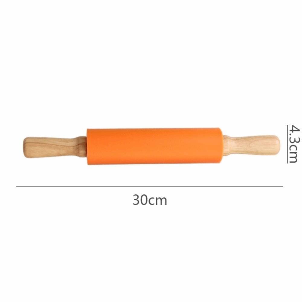 Multicolor Pastry Dough Roller Wooden Handle Flour Roller New Silicone Rolling Pin Cooking Utensil