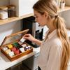 Tea Bag Storage 12-Compartments Wooden Box Tea Storage Organizer with Clear Lid for Home Kitchen Coffee Pantry Snack Packet