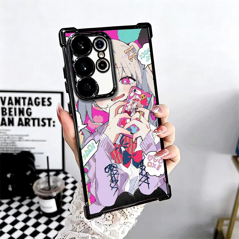 Anime Kwaii Girl Ins Style Plating Phone Case For Samsung Galaxy S24 S25 FE S26 Edge S23 Ultra S22 S21 Plus S20 Anti-Fall Airaba