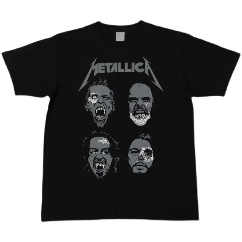

Metallica Rock Band Summer New Style Pure Cotton Short Sleeve T-shirt Metal Products Print Casual Round Neck Punk Style Tee XXXL