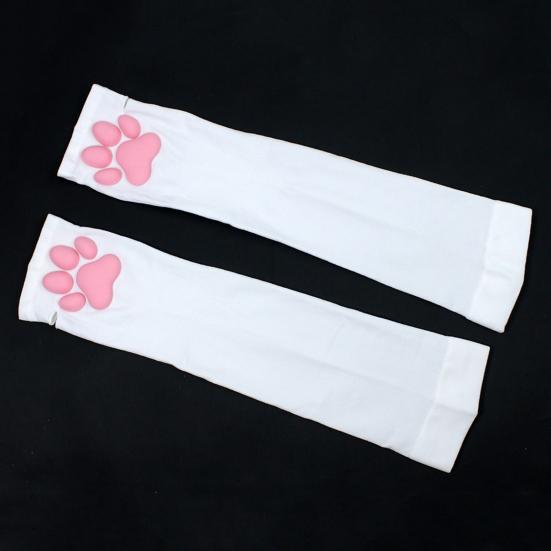 Cat Paw Thigh High Socks for Women 3D Toe Beans Cat Claw Pad Socks Elastic Knee-High Stockings with Silicone Grips Animal Cosplay Outfit