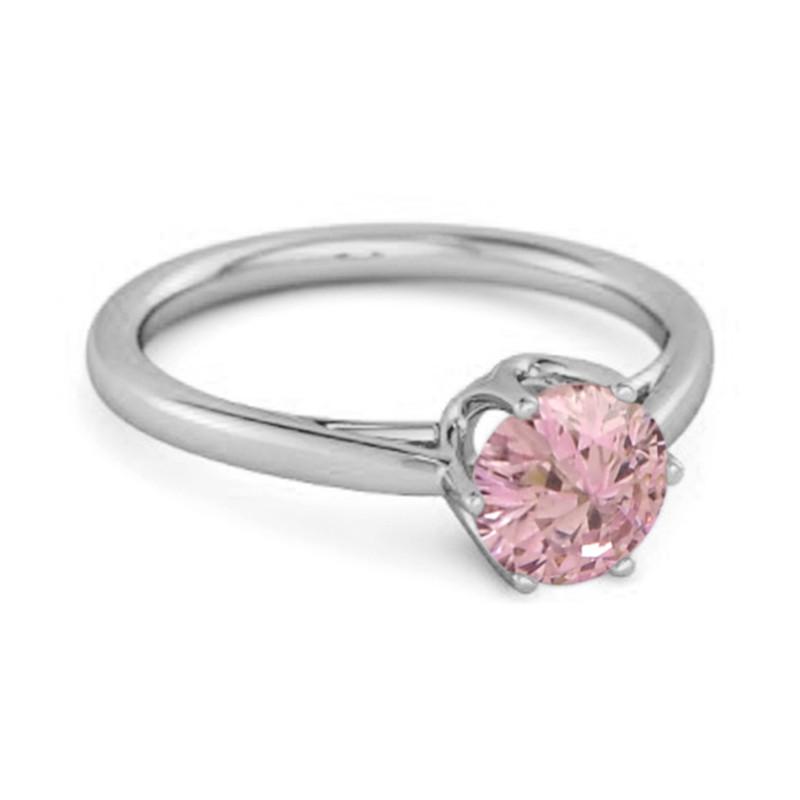 Pink Topaz Minimalist Solitaire Ring -925 Sterling SIlver