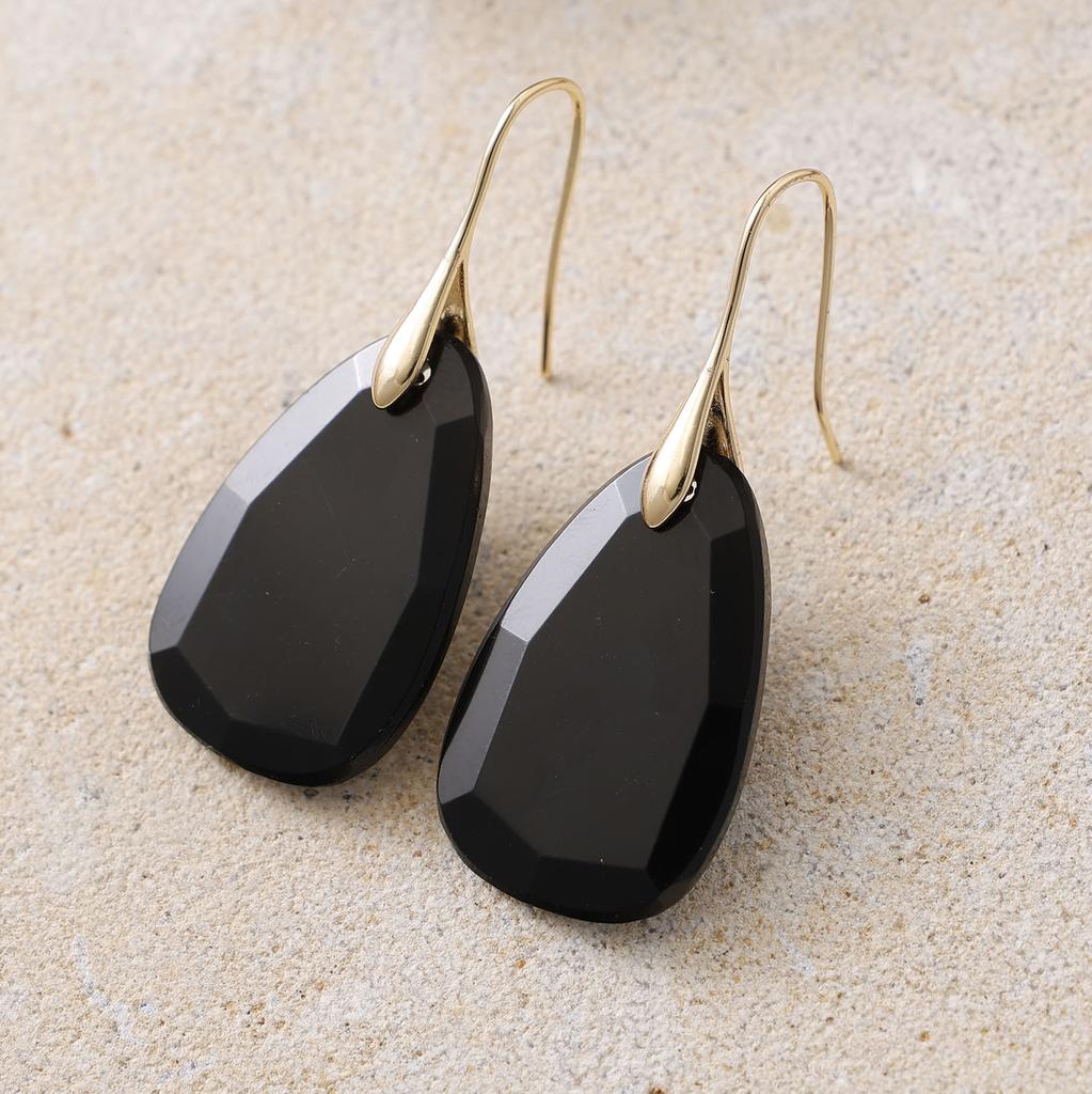High End Tianhe Stone Pendant Earrings with Elegant Geometric Shapes, Popular European and American Jewelry Accessories