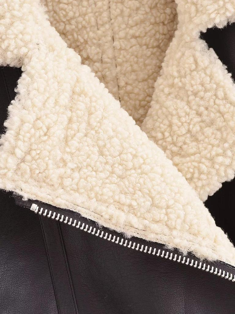 European & American Style Women's Leather & Fur One-Piece Jacket Coat - Versatile New Fashion