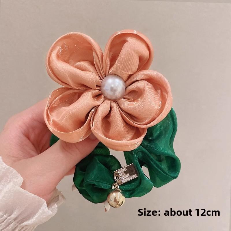 Camellia Flower Hair Scrunchies for Women, Elegant Floral Hair Ties, Elastic Hair Bands, Ponytail Holders, Hair Accessories