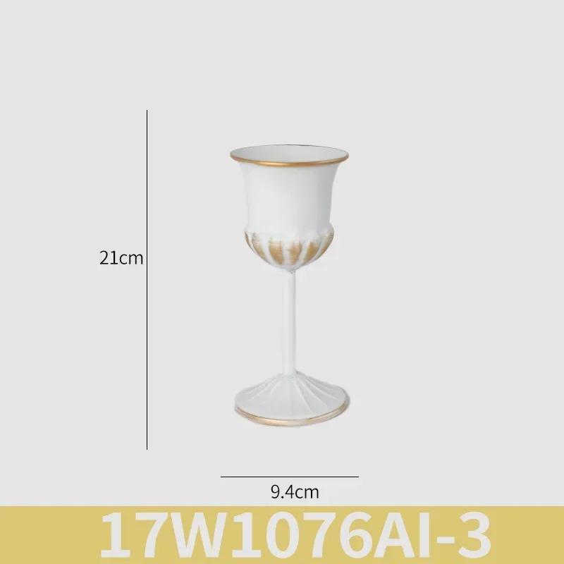 European White Iron Art Vase Florist Tall Cup Shape Flower Vase Arrangement Ornament Hotel Banquet Party Desktop Decoration