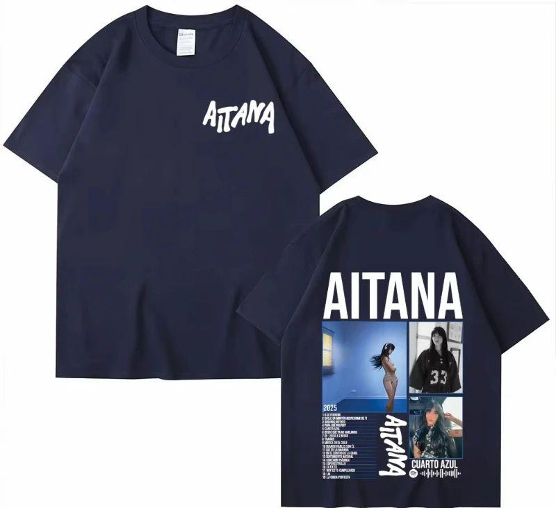 Harajuku Fashion Aesthetic Short Sleeve T-shirt Pop Singer Aitana Cuarto Azul Tour Graphics T Shirts Men Women Cotton Tee Shirt