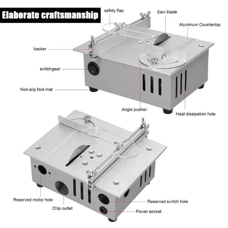 Small 100W Copper Motor Table Cutter With Angle Adjustment And Safety Cover For DIY Projects