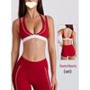 Q1R Two-Piece Color Block Fitness Shorts & V-Neck Halter Sports Bra Yoga Set - Quick-Drying & Breathable
