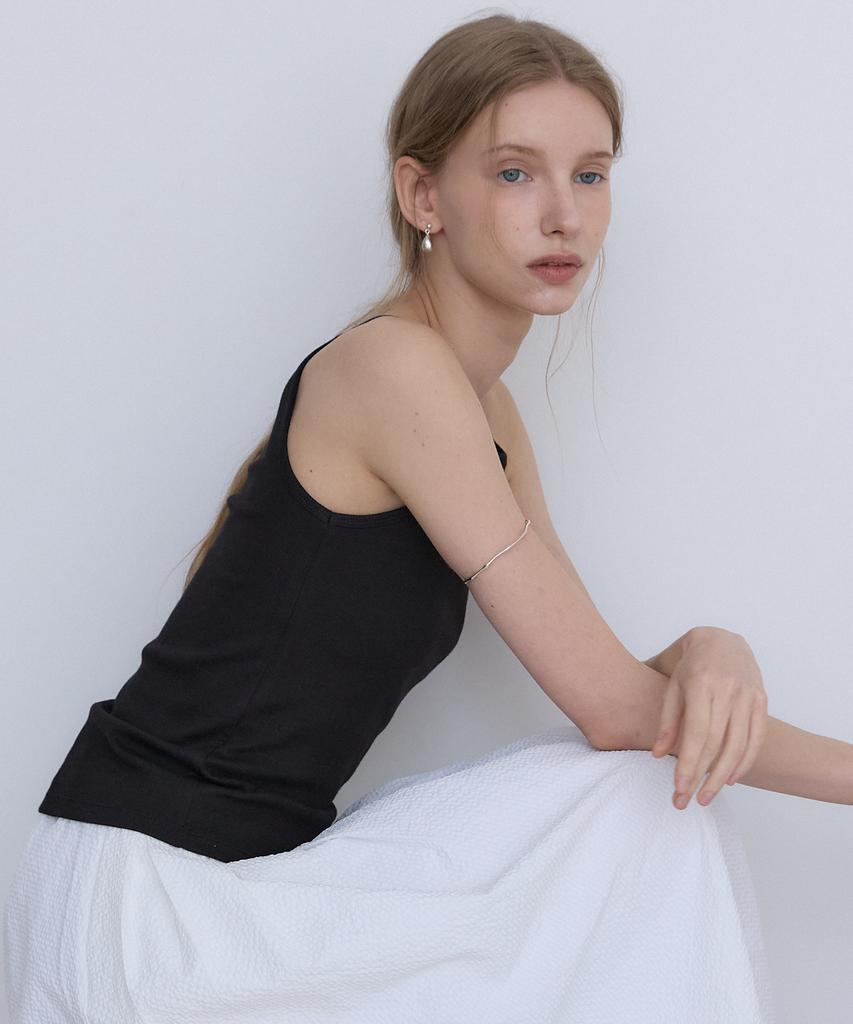 OURHOPE Halterneck Ribbed Sleeveless - Black