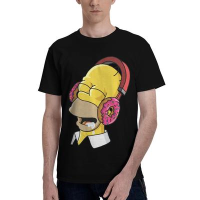 Benutzerdefinierte S-Simpsoned Homer Hör auf deine Donuts T-Shirts für Männer Kurzarm Freizeit T-Shirt Cool T-Shirts Slim Reine Baumwoll-Tees