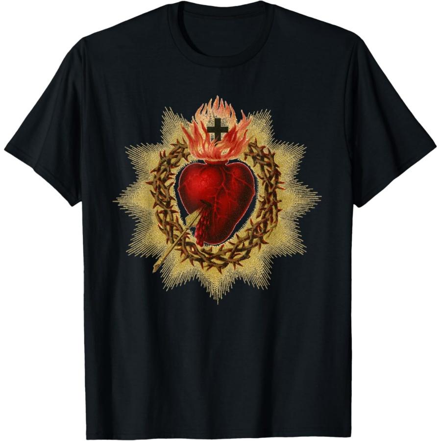 Sacred Heart in Crown of Thorns Catholic T-Shirt XXXXXL чёрный