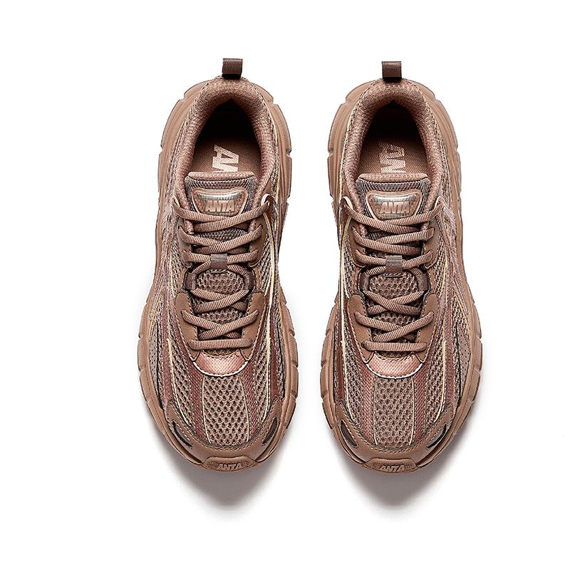 Anta Dawn Retro Trendy Breathable Durable Low-Top Casual Shoes Women Sneaker Eagle-Back-Brown Rose-Gold 122548801-11