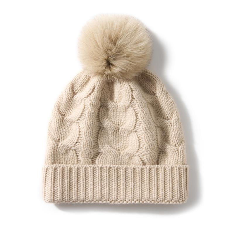 Cashmere Autumn and Winter New Men's and Women's Universal Twisted Flower Warm Wool Ear Caps Knitted Casual Flanged Hats