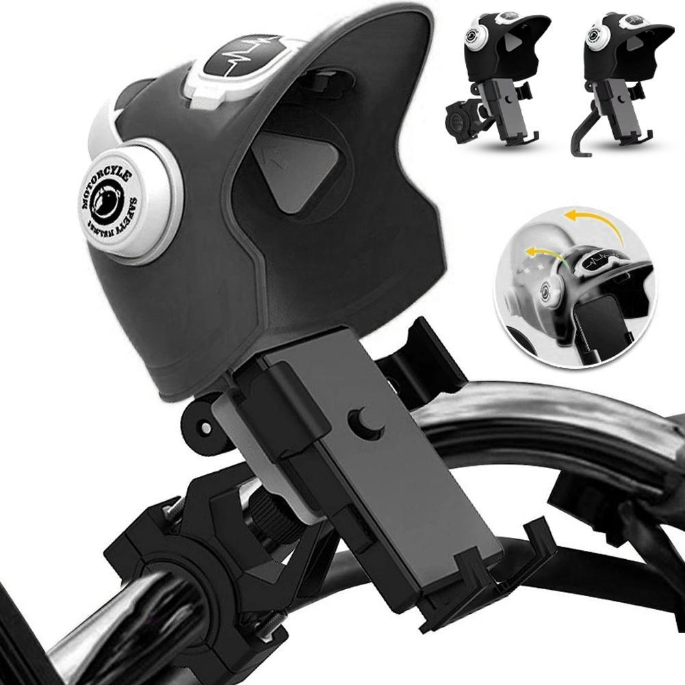 Waterproof Helmet Style Motorcycle Mobile Phone Holder with Sunshade for Electric Bicycle Small Rider Navigation Mount