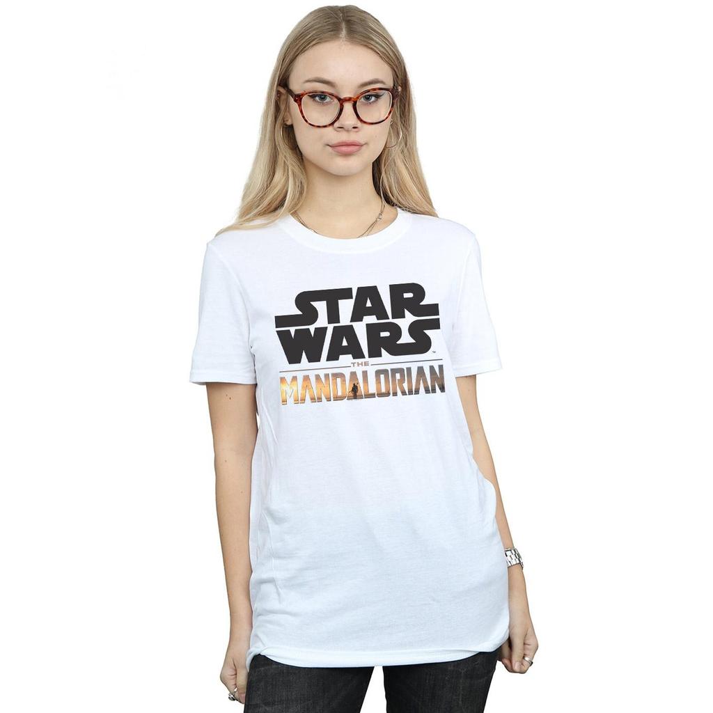 Star Wars Womens/Ladies The Mandalorian Logo Cotton Boyfriend T-Shirt