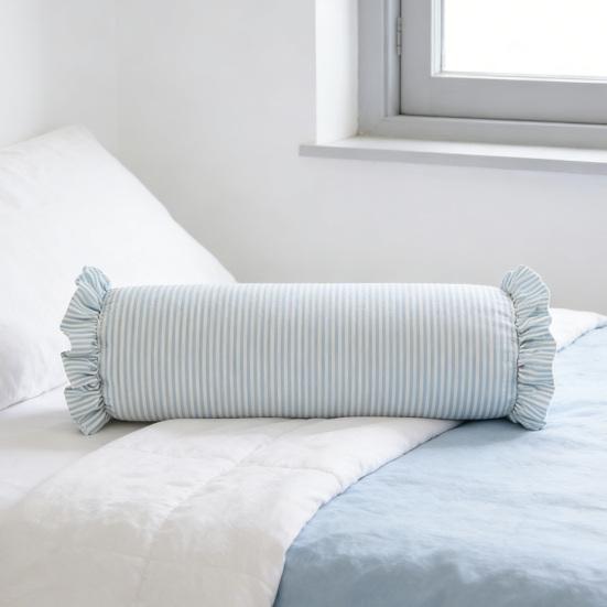 8" x 20" Striped Ruffle Bolster Decorative Pillow Long Cylinder Throw Pillow for Bed Couch Farmhouse Boho Home Decor