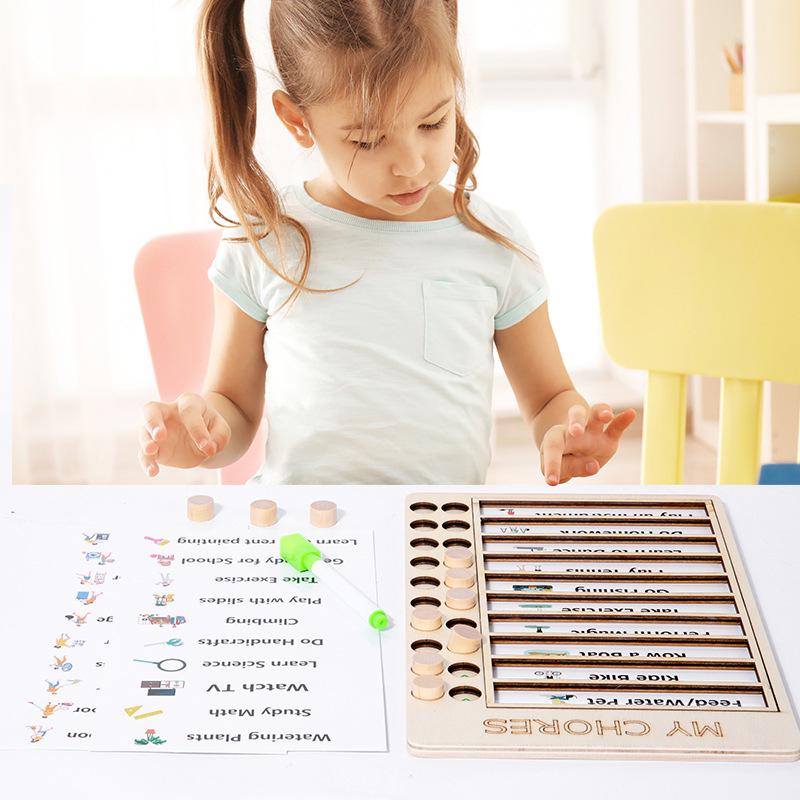 Children's Wooden Educational Check-In Board: Develop Good Habits and Self-Discipline