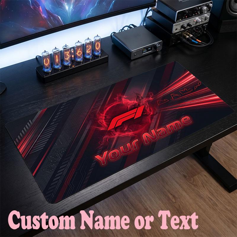 F1 Customized Name Text Mouse Pad, Large Desk Mouse Mat Personalized Home Office Present