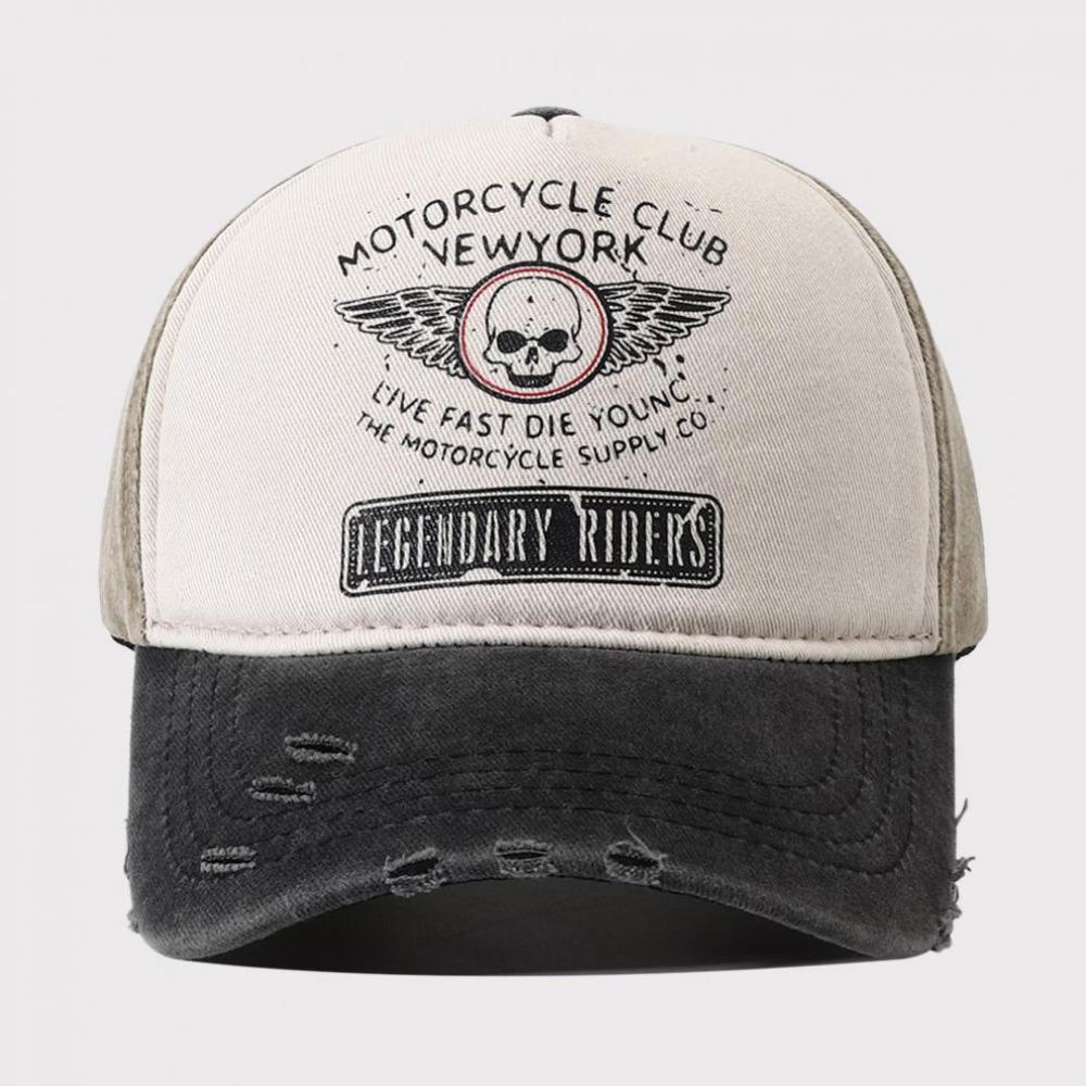 Bones Baseball Hat Skull Print Hip Hop Hat Fashion Punk Motorcycle Cap  for Men Women