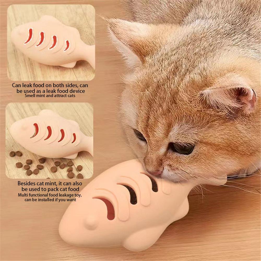 Self-beating Stick Feline Fun Interactive High Quality Self-entertainment Mint Scent Fish Shaped Cat Toy Silicone Cat Toys