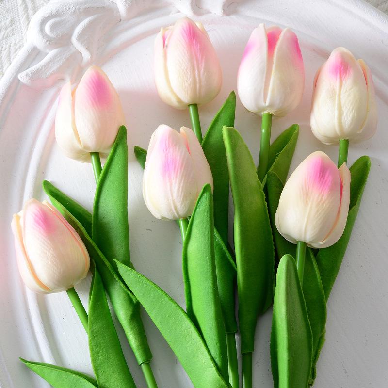 Mini PU Tulpen Künstliche Seidenblumen für Hochzeit und Heimdekoration