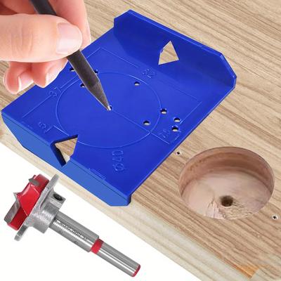 35/40mm Hinge Drilling Locator Cabinet Door Punching Positioning Ruler Template Carpentry Hinge Installation Auxiliary Tool