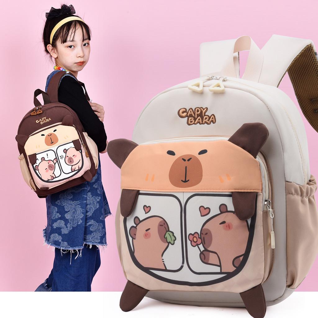 Capybara Themed Children Backpack Breathable Lightweight Cute Cartoon Schoolbag