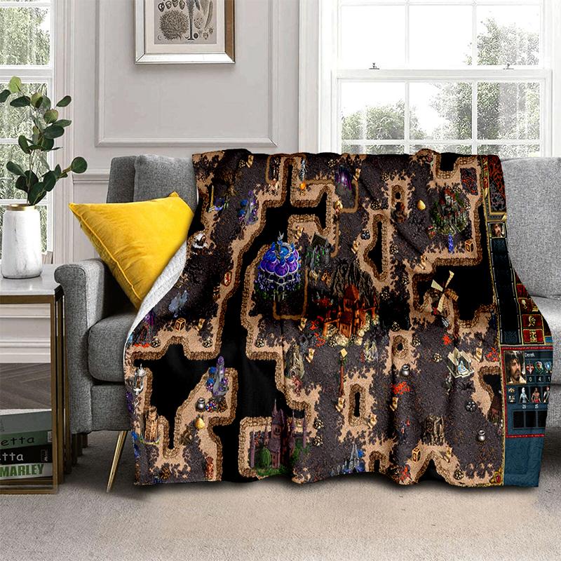 

Скриня зі скарбами Герої Меча та Магії Стиль Карти 29 Нова Ковдра HOMM3, М яка Плетена Ковдра для Дому Спальні Ліжка Дивана Подорожей Дитини 150x180cm