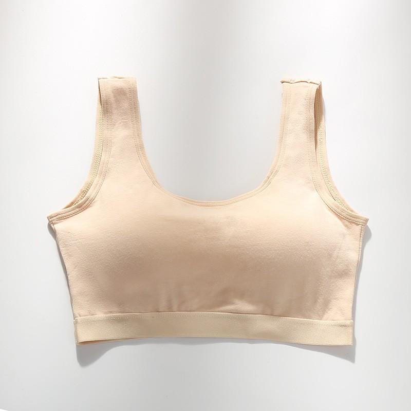 Pure Cotton Fixed Bra U-shaped One-piece Beautiful Back Sports Bra Underwear Small Chest Gathering Without Steel Ring Student Vest