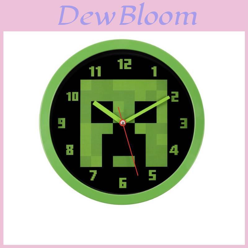 Minecraft Green Pixel Pattern Wall Silent Clock For Living Room And Bedroom Decor