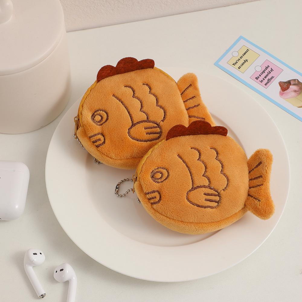 2025 Taiyaki Cartoon Plush Coin Purse - Cute Storage Bag for Kids' Coins, Earphones & Cables