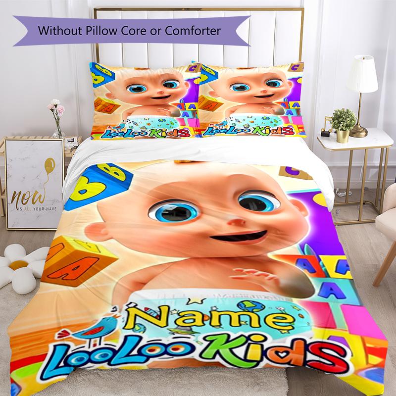 3-teiliges personalisiertes CoComelon Bettwäsche-Set mit individuellem Namen, Bettbezug mit Verschluss, Enthält 1 Bettbezug & 2 Kissenbezüge, Weich und bequem für alle Jahreszeiten.