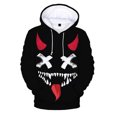 Modna uśmiechnięta buźka diabła 3D Print Hoodie Oversize Bluzy męskie damskie Casual Długi rękaw Streetwear Pullover Unisex Ubrania