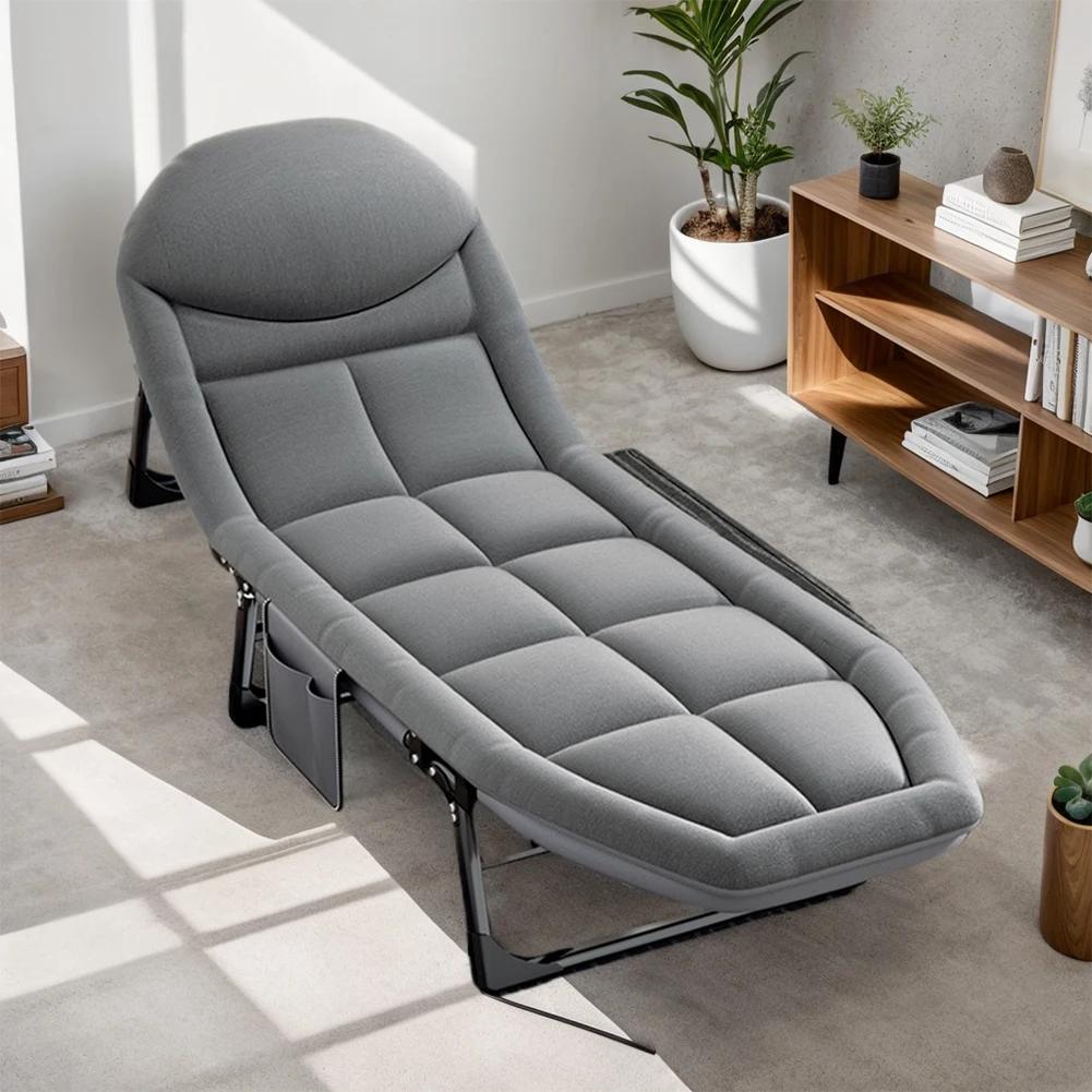Office Nap Cot, Foldable Nap Bed for Indoor, Home and Office - Adjustable Tilt Angle, Length 200cm, Reinforced Metal Bracket