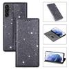 For Samsung Galaxy A35 5G Magnetic Phone Case Glittery PU Leather+TPU Card Holder Cover