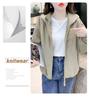 Women's Petite Solid Color Hooded Windbreaker - Loose, Double Zipper, Casual Jacket for Spring and Autumn